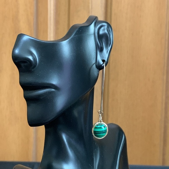 Faux Malachite Drop Earrings - Picture 2 of 3